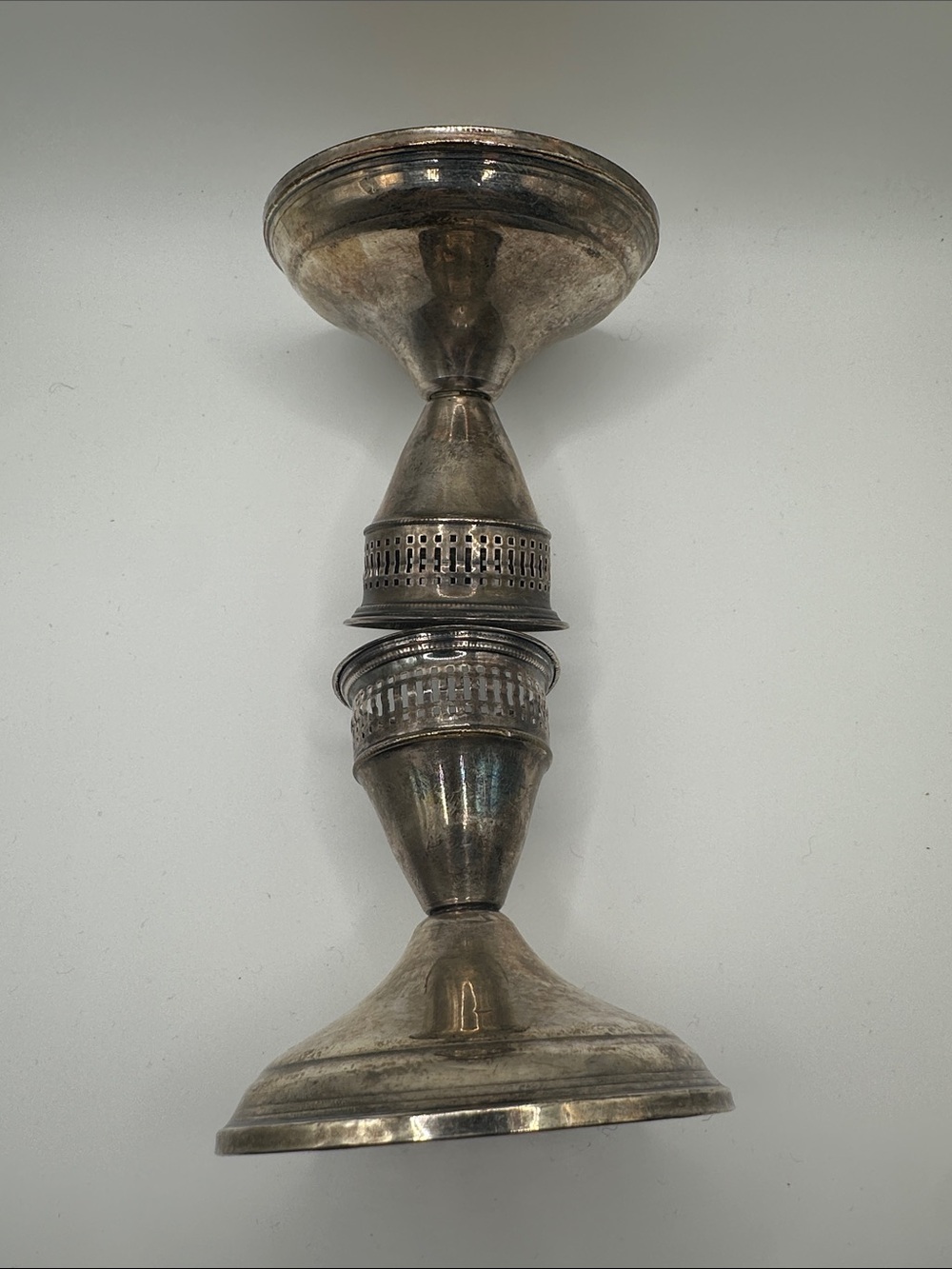 Vtg Duchin Creations Sterling Silver Weighted Candle Holders Pair Pierced Detail - Picture 6 of 7